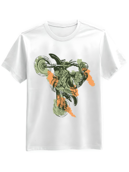 Koszulka Koszulka Męska Motocross Plamy Biała - Mustang Motoryzacja