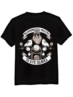 Koszulka Koszulka Męska Motocykl Najpiękniejsza Muzyka Czarna - Mustang Motoryzacja