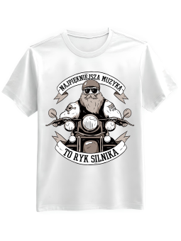 Koszulka Koszulka Męska Motocykl Najpiękniejsza Muzyka Biała - Mustang Motoryzacja