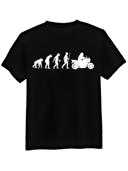 Koszulka Koszulka Męska Ewolucja Motocyklisty Czarna - Mustang Motoryzacja