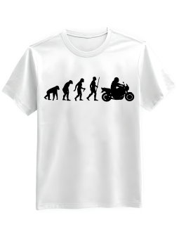 Koszulka Koszulka Męska Ewolucja Motocyklisty Biała - Mustang Motoryzacja