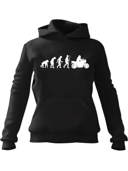 Bluza Damska z kapturem Ewolucja Motocyklisty Czarna - Modna Odzież z Nadrukami ?