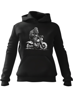 Bluza Męska z kapturem Małpa Na Motocyklu Czarna - Śmieszne gadżety z Nadrukami ?