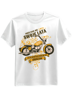 Koszulka Koszulka Męska Na Motocyklu Jak Nastolatek Biała - Mustang Motoryzacja