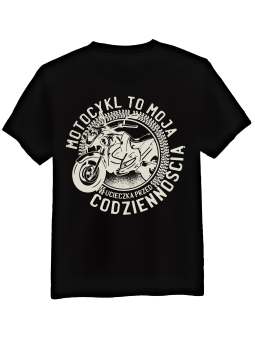 Koszulka Koszulka Męska Motocykl Ucieczka Przed Codziennością Czarna - Mustang Motoryzacja