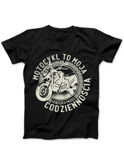 Koszulka Koszulka Damska Motocykl Ucieczka Przed Codziennością Czarna - Śmieszne T-Shirty z Nadrukami ?