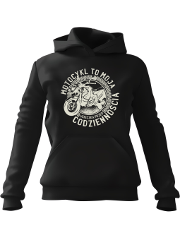 Bluza Damska z kapturem Motocykl Ucieczka Przed Codziennością Czarna - Modna Odzież z Nadrukami ?