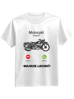 Koszulka Koszulka Męska Motocykl Dzwoni Biała - Mustang Motoryzacja