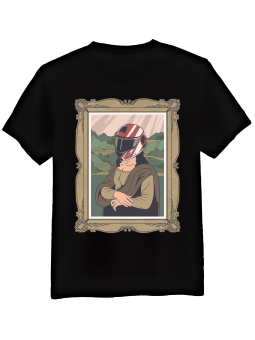 Koszulka Koszulka Męska Mona Lisa w Kasku Czarna - Mustang Motoryzacja