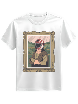 Koszulka Koszulka Męska Mona Lisa w Kasku Biała - Mustang Motoryzacja