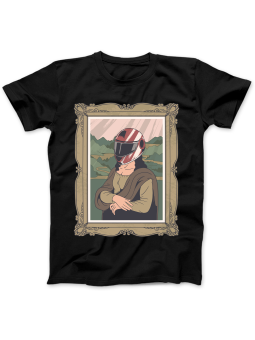 Koszulka Koszulka Damska Mona Lisa w Kasku Czarna - Śmieszne T-Shirty z Nadrukami ?