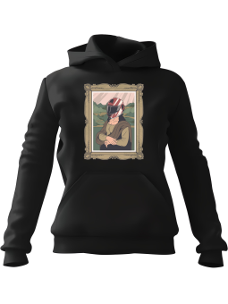 Bluza Męska z kapturem Mona Lisa w Kasku Czarna - Śmieszne gadżety z Nadrukami ?