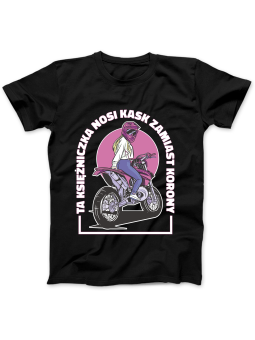 Koszulka Koszulka Damska Ta Księżniczka Nosi Kask Czarna - Śmieszne T-Shirty z Nadrukami ?