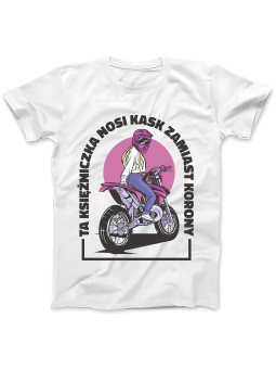 Koszulka Koszulka Damska Ta Księżniczka Nosi Kask Biała - Śmieszne T-Shirty z Nadrukami ?