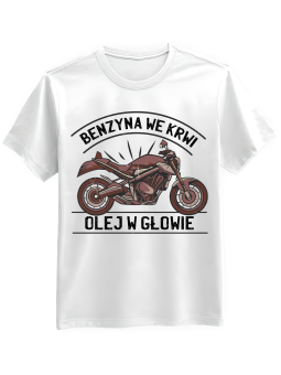 Koszulka Koszulka Męska Benzyna We Krwi Olej W Głowie Biała - Mustang Motoryzacja