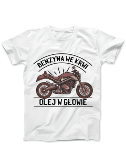 Koszulka Koszulka Damska Benzyna We Krwi Olej W Głowie Biała - Śmieszne T-Shirty z Nadrukami ?