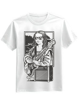 Koszulka Koszulka Męska Mona Lisa z Basem Biała - Mustang Motoryzacja