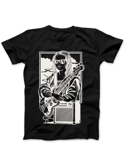 Koszulka Koszulka Damska Mona Lisa z Basem Czarna - Śmieszne T-Shirty z Nadrukami ?