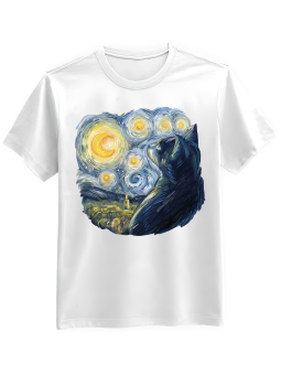 Koszulka Koszulka Męska Van Gogh Kot Biała - Mustang Motoryzacja