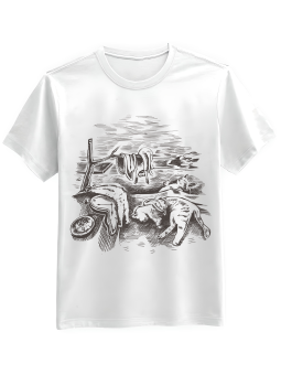 Koszulka Koszulka Męska Dali Koty Obraz Biała - Mustang Motoryzacja