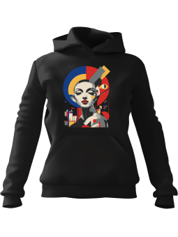 Bluza Damska z kapturem Bauhaus Woman Czarna - Modna Odzież z Nadrukami ?