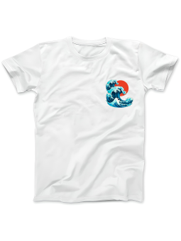 Koszulka Koszulka Damska Hokusai Wielka Fala Nadruk Na Piersi Biała - Śmieszne T-Shirty z Nadrukami ?