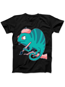 Koszulka Koszulka Damska Kameleon Artysta Czarna - Śmieszne T-Shirty z Nadrukami ?