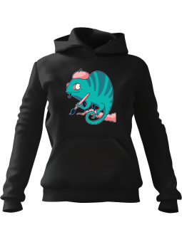 Bluza Damska z kapturem Kameleon Artysta Czarna - Modna Odzież z Nadrukami ?