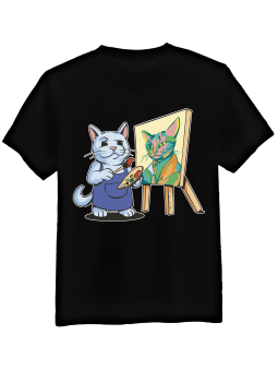 Koszulka Koszulka Męska Kot Malarz Czarna - Mustang Motoryzacja