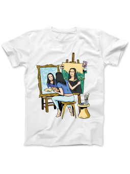Koszulka Koszulka Damska Mona Lisa Autoportret Biała - Śmieszne T-Shirty z Nadrukami ?