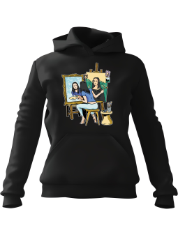 Bluza Damska z kapturem Mona Lisa Autoportret Czarna - Modna Odzież z Nadrukami ?