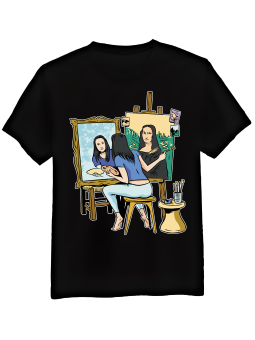 Koszulka Koszulka Męska Mona Lisa Autoportret Czarna - Mustang Motoryzacja