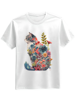 Koszulka Koszulka Męska Floral Cat Biała - Mustang Motoryzacja