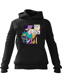 Bluza Damska z kapturem Sketching Man Manga Czarna - Modna Odzież z Nadrukami ?