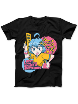 Koszulka Koszulka Damska Anime & Sketching  Czarna - Śmieszne T-Shirty z Nadrukami ?