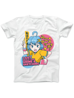 Koszulka Koszulka Damska Anime & Sketching  Biała - Śmieszne T-Shirty z Nadrukami ?