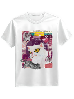 Koszulka Koszulka Męska Koty Kolaż Biała - Mustang Motoryzacja