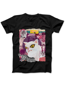 Koszulka Koszulka Damska Koty Kolaż Czarna - Śmieszne T-Shirty z Nadrukami ?