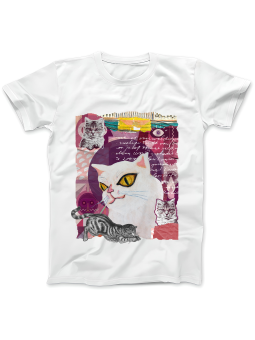 Koszulka Koszulka Damska Koty Kolaż Biała - Śmieszne T-Shirty z Nadrukami ?