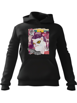 Bluza Damska z kapturem Koty Kolaż Czarna - Modna Odzież z Nadrukami ?