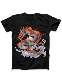 Koszulka Koszulka Damska Chiński Smok W Dymie Czarna - Śmieszne T-Shirty z Nadrukami ?