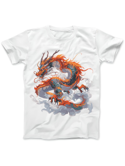 Koszulka Koszulka Damska Chiński Smok W Dymie Biała - Śmieszne T-Shirty z Nadrukami ?