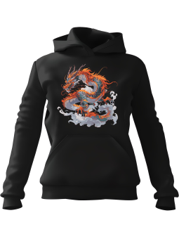 Bluza Męska z kapturem Chiński Smok W Dymie Czarna - Śmieszne gadżety z Nadrukami ?