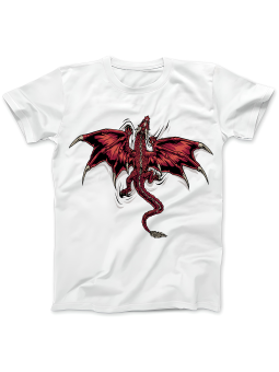 Koszulka Koszulka Damska Wspinający Się Smok Biała - Śmieszne T-Shirty z Nadrukami ?