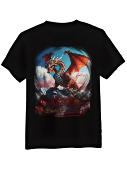 Koszulka Koszulka Męska Smok Na Wzgórzu Czarna - Śmieszne T-Shirty z Nadrukami ?