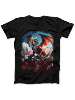 Koszulka Koszulka Damska Smok Na Wzgórzu Czarna - Śmieszne T-Shirty z Nadrukami ?