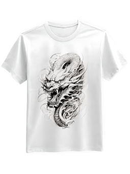 Koszulka Koszulka Męska Rysowany Chiński Smok Biała - Śmieszne T-Shirty z Nadrukami ?