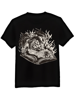 Koszulka Koszulka Męska Smok Ziejący z Książką Czarna - Śmieszne T-Shirty z Nadrukami ?