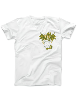 Koszulka Koszulka Damska Smok w Kieszeni z nadrukiem na piersi Biała - Śmieszne T-Shirty z Nadrukami ?