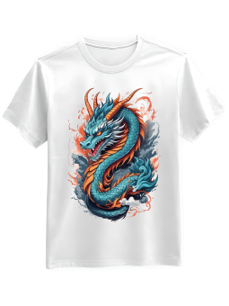 Koszulka Koszulka Męska Orientalny Smok Biała - Śmieszne T-Shirty z Nadrukami ?